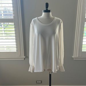 Ivory top with chiffon long sleeves.